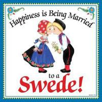 Kitchen Wall Plaques Happily Married Swede - Below $10, Collectibles, Home & Garden, Kissing Couple, Kitchen Decorations, Kitchen Magnets, Magnet Tiles, Magnets-Refrigerator, Swedish, SY: Happiness Married to Swede, Tiles-Swedish, Under $10