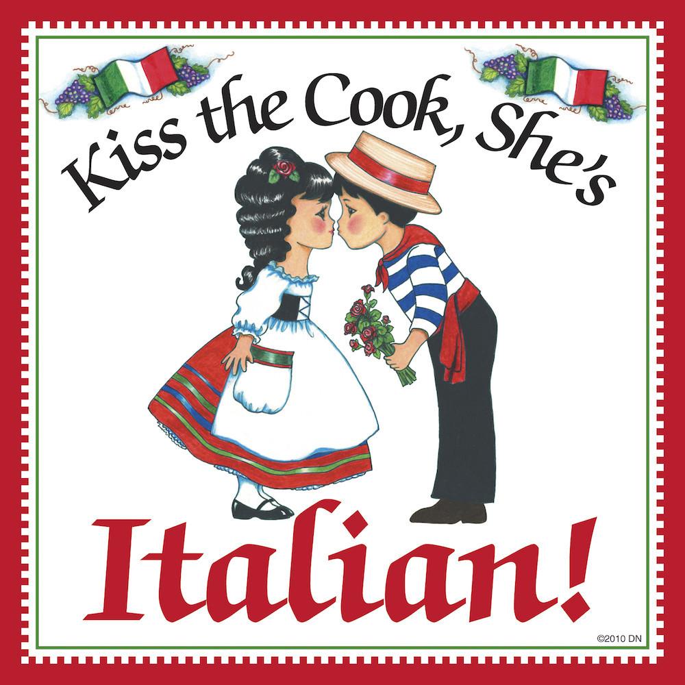  inchesKiss Italian Cook inches Italian Gift Tile - Below $10, Collectibles, CT-225, Home & Garden, Italian, Kissing Couple, Kitchen Decorations, Magnet Tiles, Magnets-Refrigerator, SY: Kiss Cook-Italian, Tiles-Italian, Wife