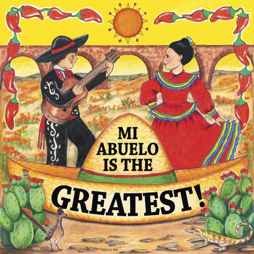 Gift for Abuelo Abuelo Is The Greatest! - Below $10, Collectibles, CT-100, CT-235, Home & Garden, Kitchen Decorations, Latino, Magnet Tiles, Magnets-Refrigerator, Mexican, Spanish, Tiles-Mexican