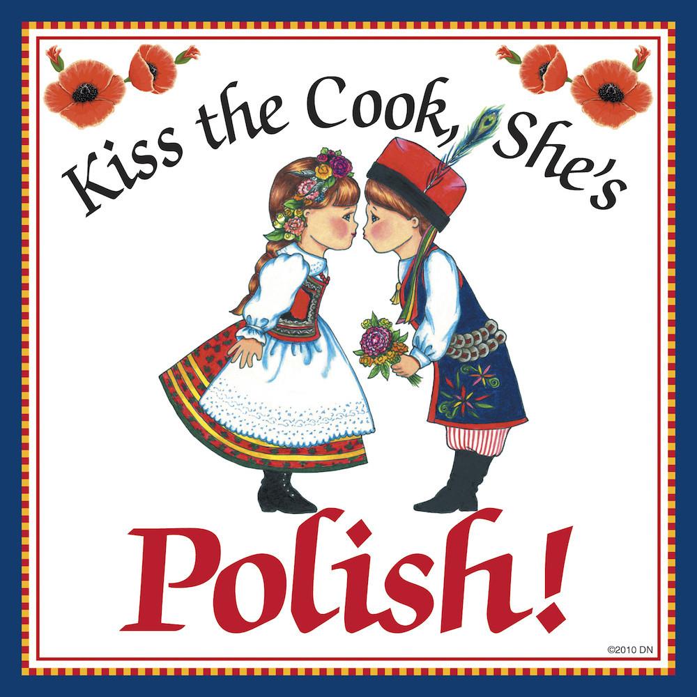 Polish Gift Tile:  inchesKiss Polish Cook inches - Below $10, Collectibles, CT-245, Home & Garden, Kissing Couple, Kitchen Decorations, Kitchen Magnets, Magnet Tiles, Magnets-Polish, Magnets-Refrigerator, Polish, SY: Kiss Cook-Polish, Tiles-Polish, Under $10, Wife