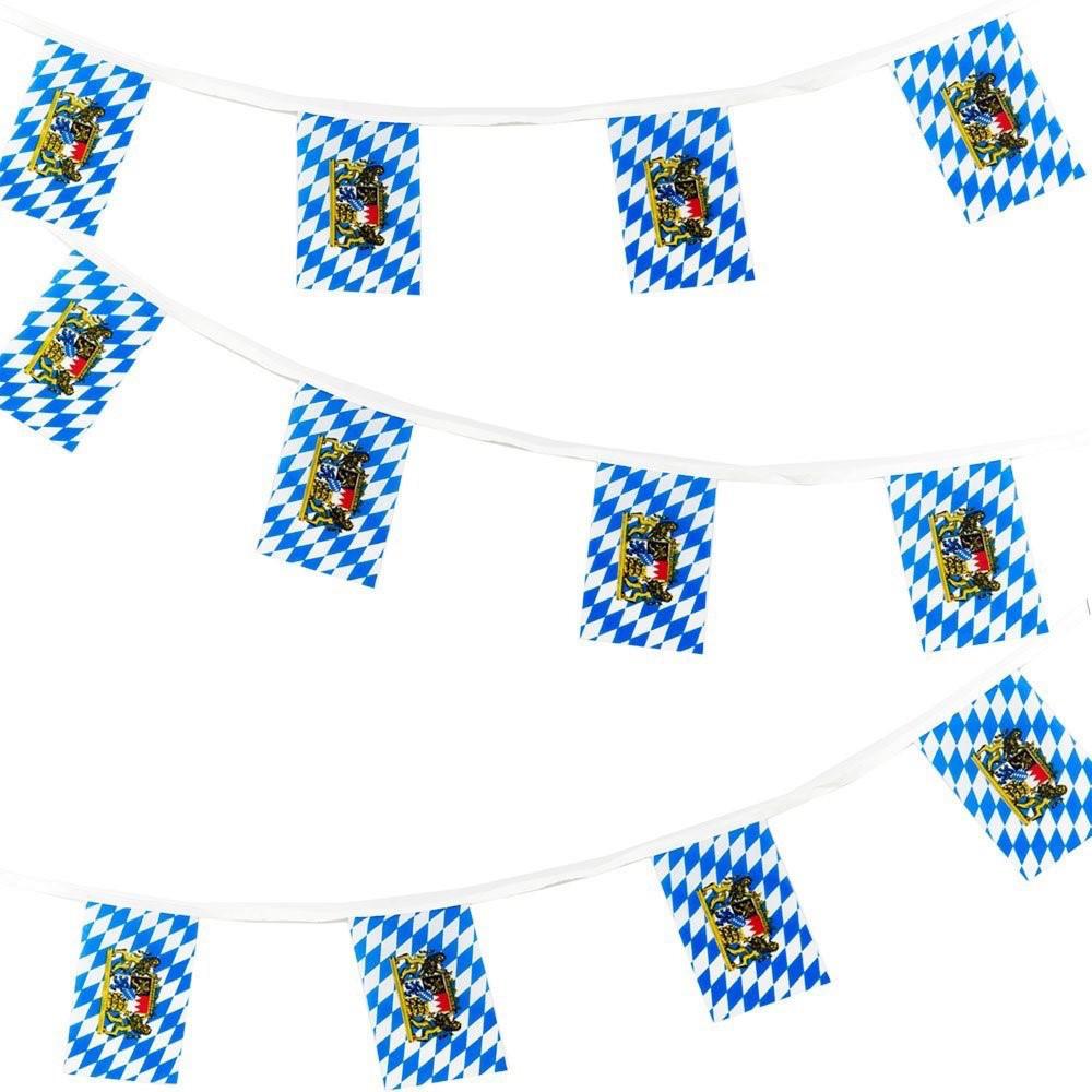 16 Foot Bavarian Polyester Flag Oktoberfest Banner (4x6 inches Pennant) - 4x6 inches -16 Feet, Bayern, Collectibles, Decorations, Flags, German, Germany, Hanging Decorations, Home & Garden, Medium, Oktoberfest, PS- Oktoberfest Decorations, PS- Oktoberfest Essentials-All OKT Items, PS- Oktoberfest Hanging Decor, PS- Oktoberfest Table Decor, Size, Small, Tableware