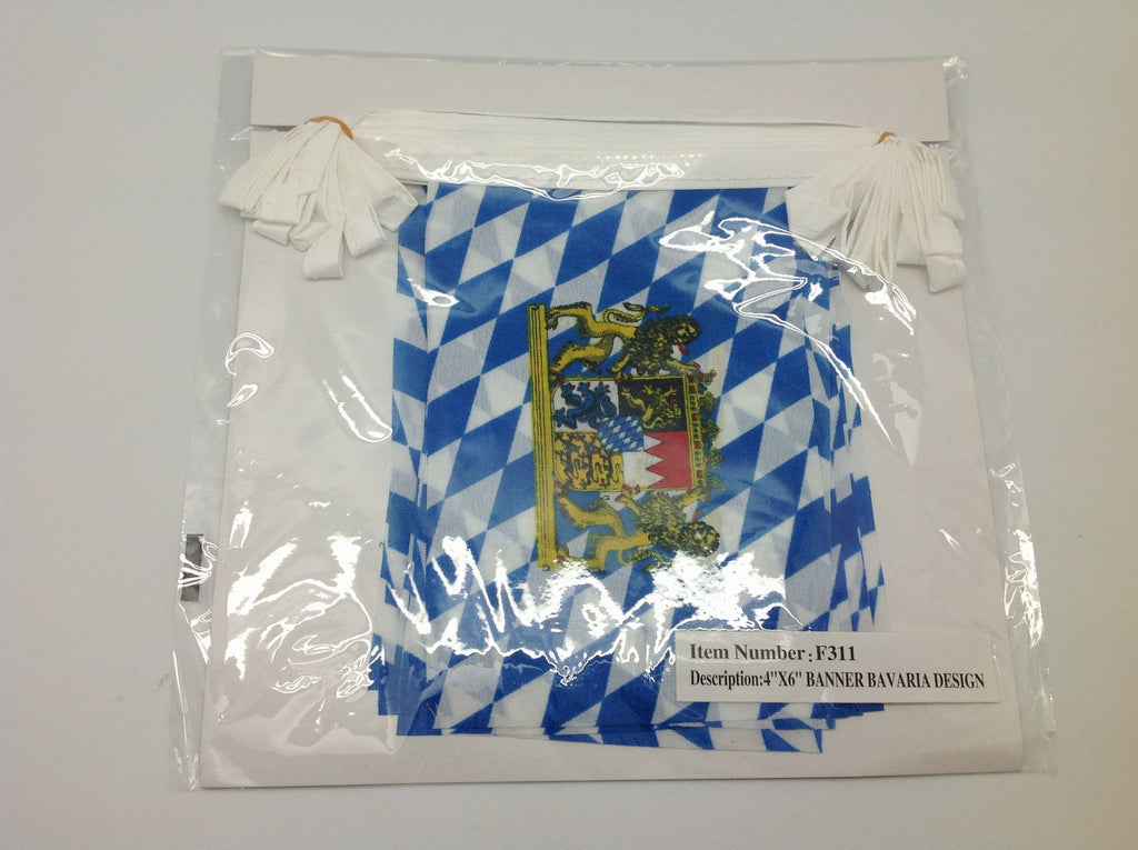 16 Foot Bavarian Polyester Flag Oktoberfest Pennant Banner (6x9 inches Pennant) - Hanging Decorations, PS- Oktoberfest Decorations, PS- Oktoberfest Essentials-All OKT Items, PS- Oktoberfest Hanging Decor, PS- Oktoberfest Table Decor, Tableware - 2 - 3