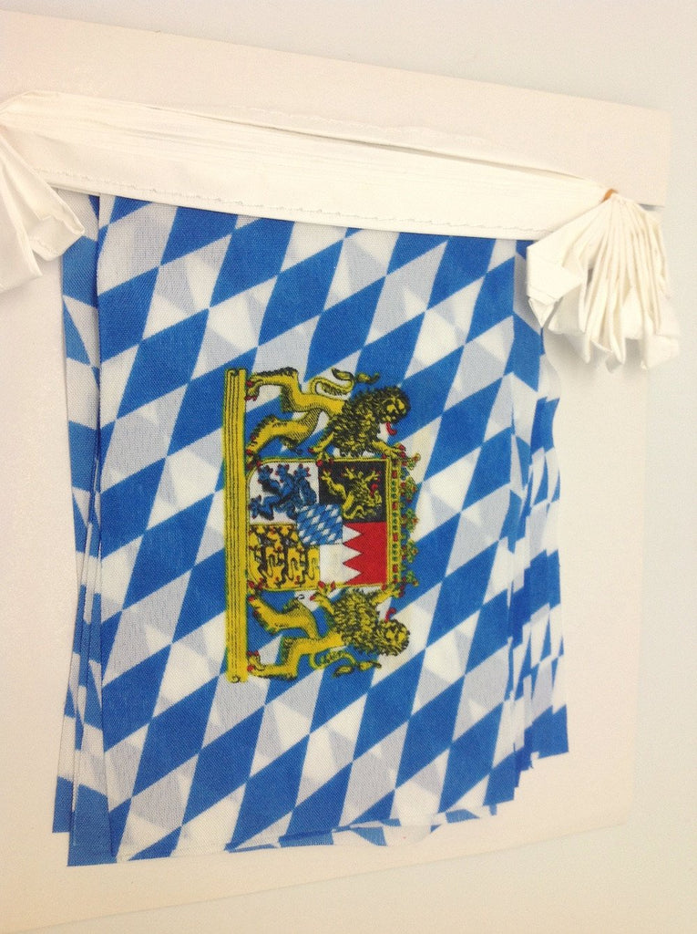 16 Foot Bavarian Polyester Flag Oktoberfest Pennant Banner (6x9 inches Pennant) - Hanging Decorations, PS- Oktoberfest Decorations, PS- Oktoberfest Essentials-All OKT Items, PS- Oktoberfest Hanging Decor, PS- Oktoberfest Table Decor, Tableware - 2