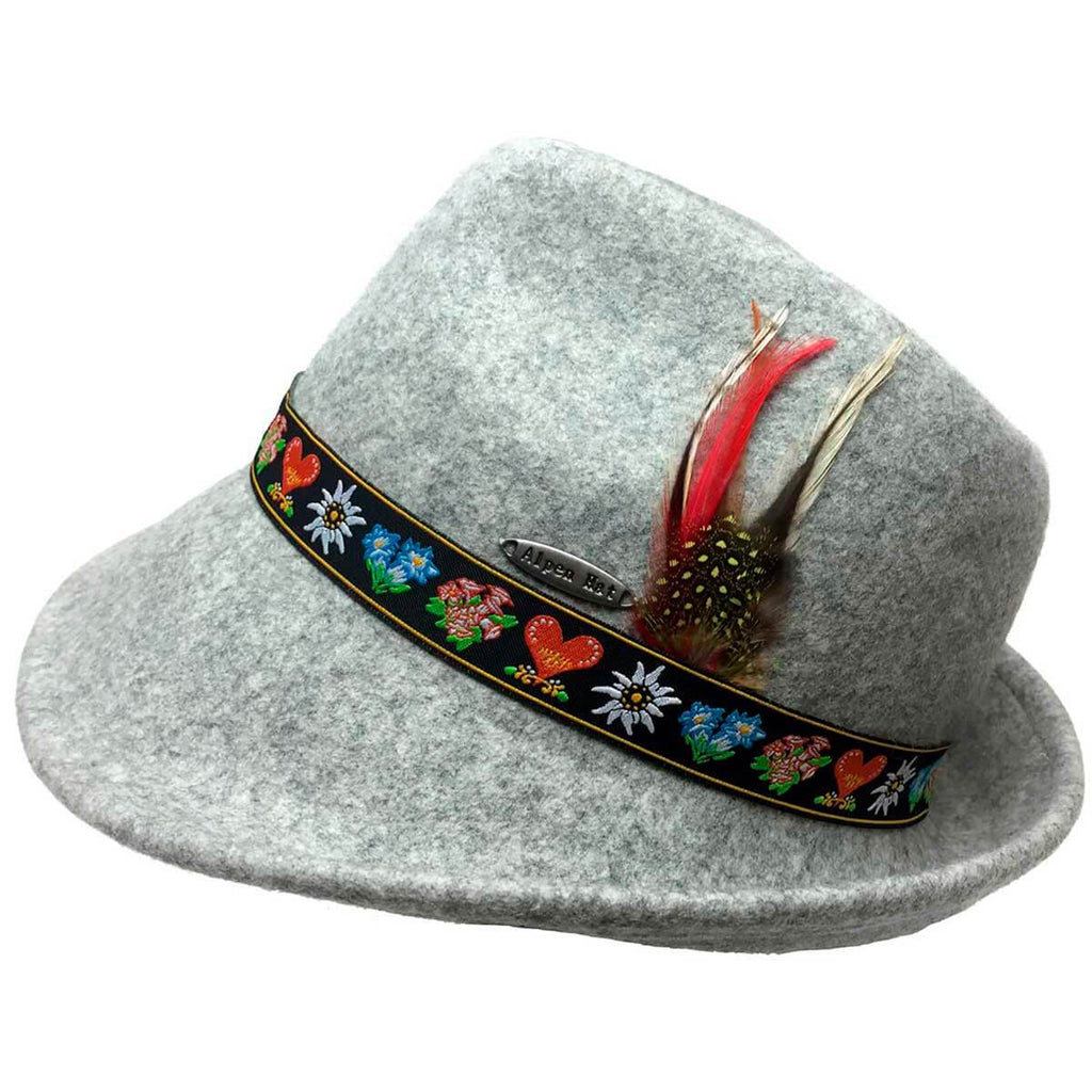 HAT: AUSTRIAN GRAY 100% WOOL WITH EMBROIDERED BAND