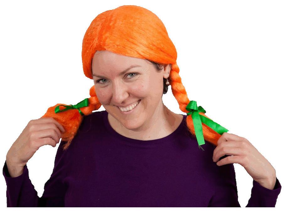 Orange Costume Wig - Apparel-Costumes, Felt, German, Germany, Hats, Hats- Braids, Hats-Kids, Hats-Party, Hats-Wigs