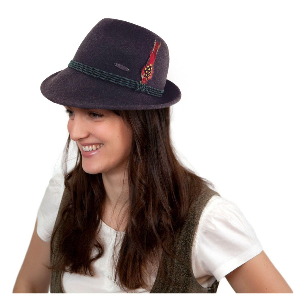 HAT:100% WOOL AUSTRIAN BROWN WOOL WITH ROPE BRAIDS