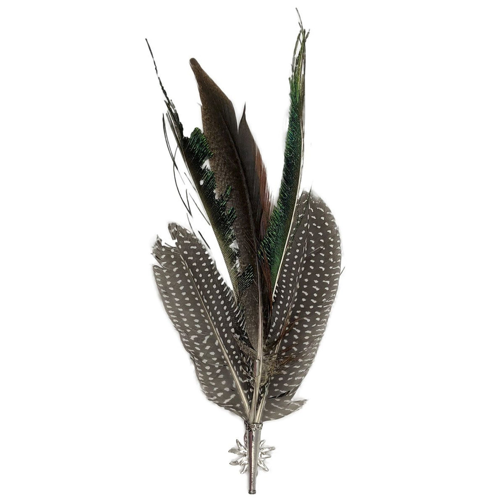 HP361: HAT PIN: 9.5" FEATHERS/EDELWE