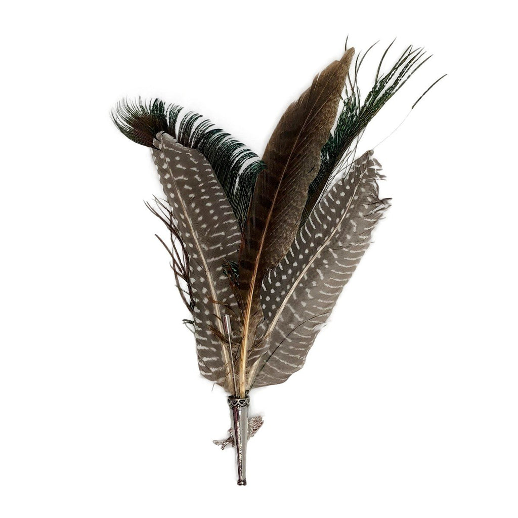 HP362: HAT PIN: 9.5" FEATHERS/FISH C
