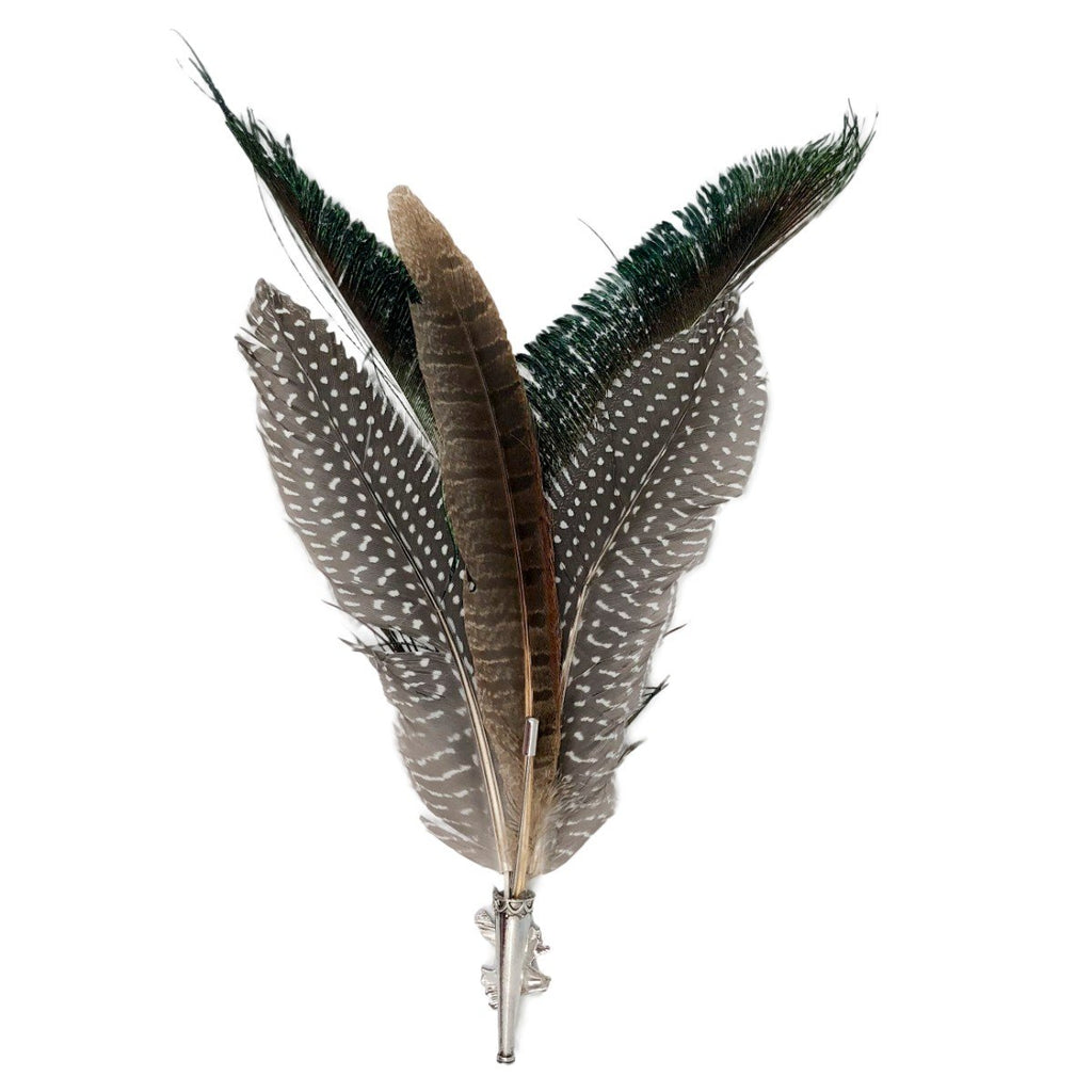 HP364: HAT PIN: 9.5" FEATHERS/STAG C