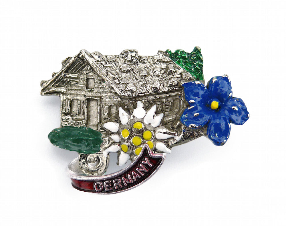 HP503F: Frankenmuth Hat Pin: Edelweiss & Haus
