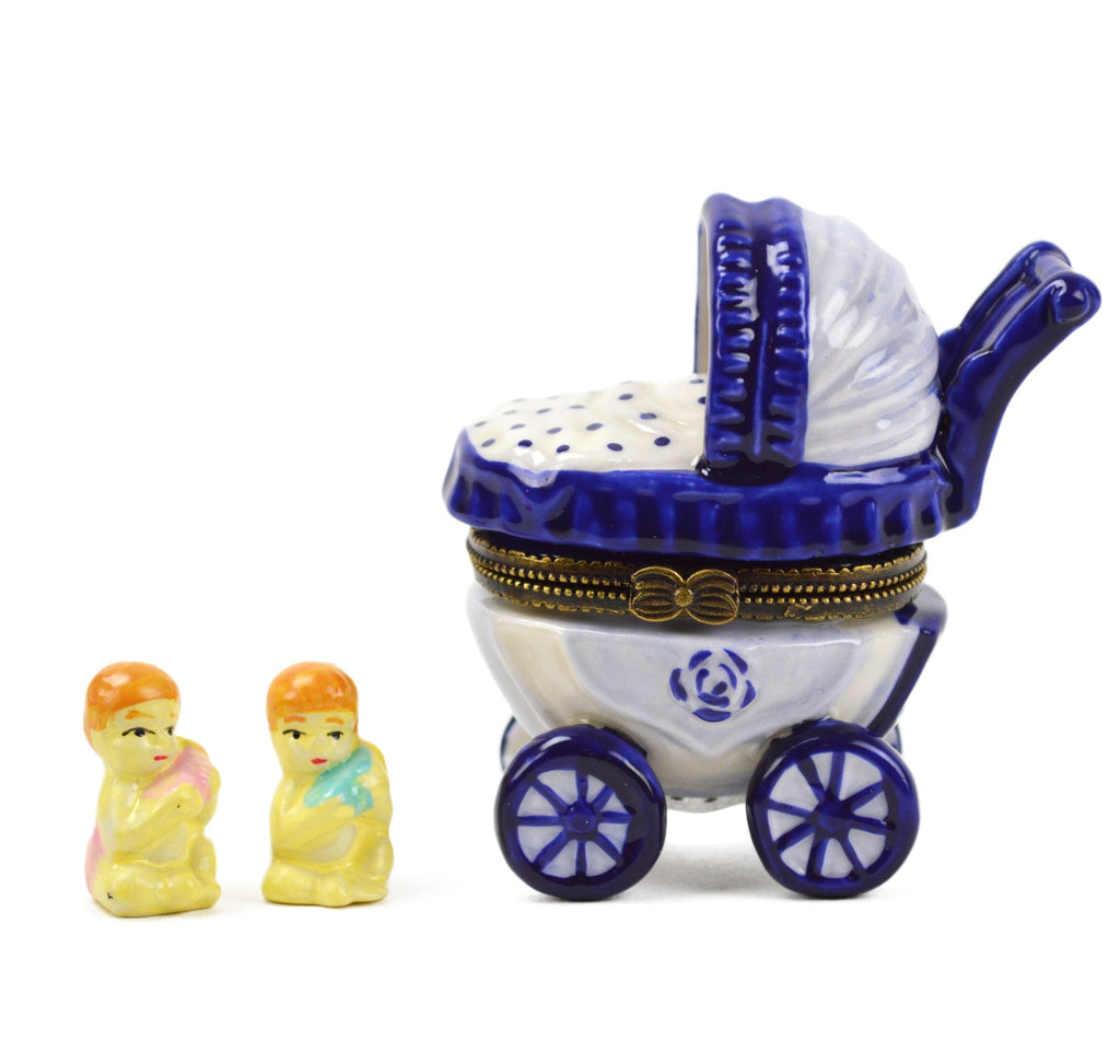 Delft Baby Buggy Jewelry Boxes - Collectibles, Delft Blue, Dutch, Figurines, Hinge Boxes, Hinge Boxes-Dutch, Home & Garden, Jewelry Holders, Kids, Toys