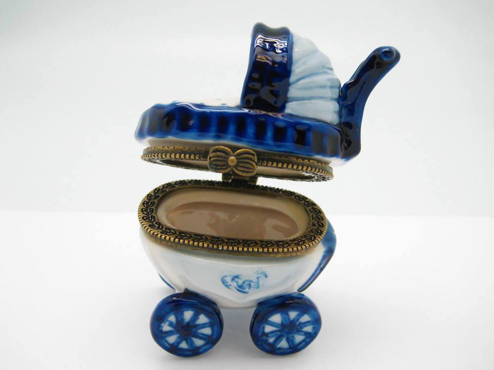Delft Baby Buggy Jewelry Boxes - Collectibles, Delft Blue, Dutch, Figurines, Hinge Boxes, Hinge Boxes-Dutch, Home & Garden, Jewelry Holders, Kids, Toys - 2 - 3