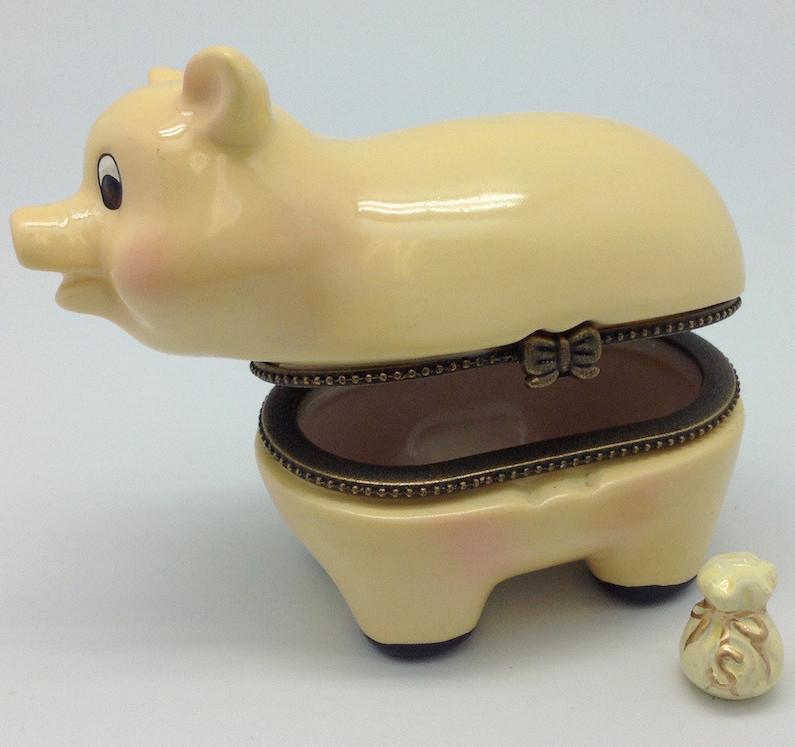 Children's Piggy Bank Jewelry Boxes - AN: Pigs, Animal, Collectibles, Figurines, General Gift, Hinge Boxes, Hinge Boxes-General, Home & Garden, Jewelry Holders, Kids, Nursery Rhyme, Toys - 2