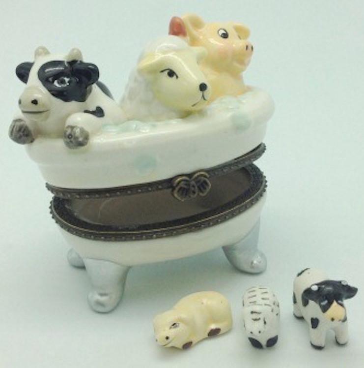 Children's Cow, Sheep, Pig Bathtub Jewelry Boxes - AN: Cow, AN: Pigs, AN: Sheep, Animal, Collectibles, Figurines, General Gift, Hinge Boxes, Hinge Boxes-General, Home & Garden, Jewelry Holders, Toys - 2 - 3