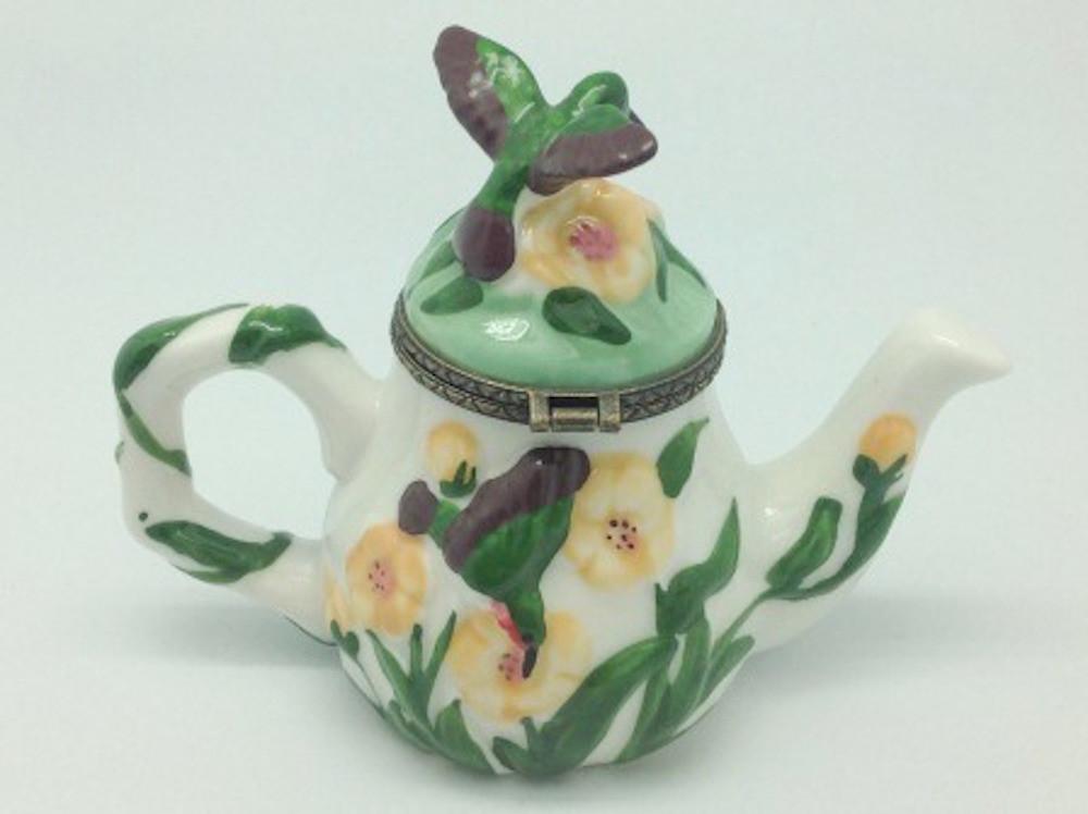 Hummingbird and Tea Pot Jewelry Boxes - Coffee & Tea Sets, Collectibles, Figurines, General Gift, Hinge Boxes, Hinge Boxes-General, Home & Garden, Jewelry Holders, Kids, PS-Party Favors, Tea, Tea Pots, Toys - 2 - 3
