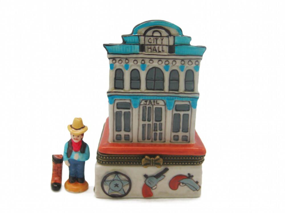 Western City Hall & Jail Treasure Boxes - Collectibles, Figurines, General Gift, Hinge Boxes, Hinge Boxes-Western, Home & Garden, Jewelry Holders, Kids, Toys, Western