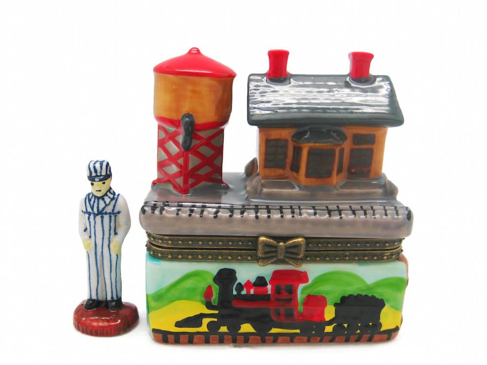 Western Train Station Treasure Boxes - Collectibles, Figurines, General Gift, Hinge Boxes, Hinge Boxes-Western, Home & Garden, Jewelry Holders, Kids, Toys, Train, Western