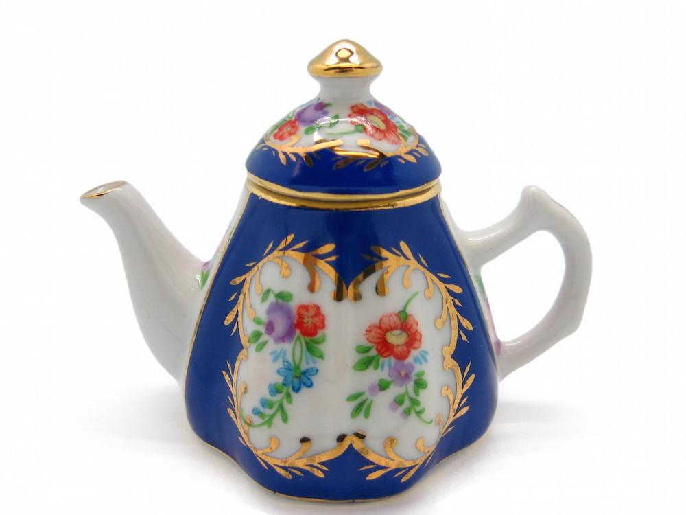 Victorian Antique Tea Pot Jewelry Box Royal Blue - Antique Red, Ceramics-Victorian Boxes, Coffee Mugs, Collectibles, Decorations, Deluxe Gold, Desert Rose, Drinkware, General Gift, Home & Garden, PS-Party Favors, Royal Blue, Tableware, Tea, Tea Pots, Victorian