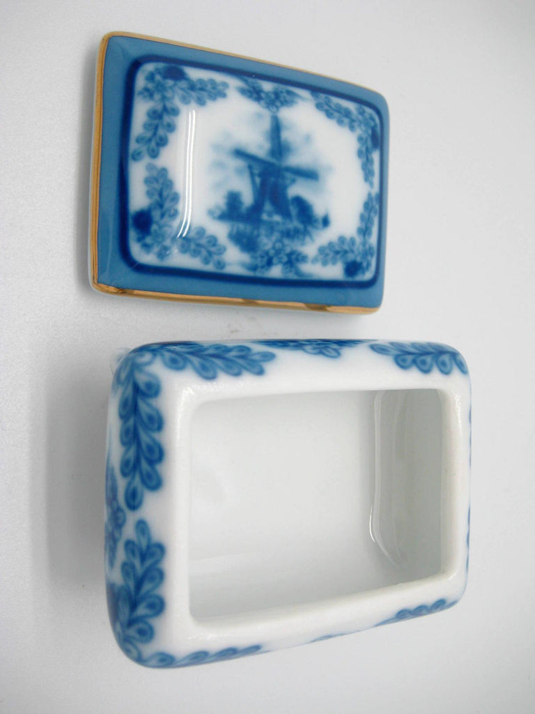 Victorian Antique Square Jewelry Box Delft Blue - Antique Red, Ceramics-Victorian Boxes, Collectibles, Decorations, Delft Blue, Deluxe Gold, Desert Rose, General Gift, Home & Garden, Jewelry Holders, Royal Blue, Toys, Victorian - 2 - 3
