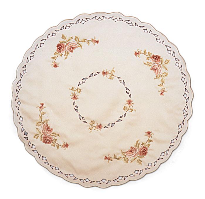 Round Lace Table Linen Red Rose -1