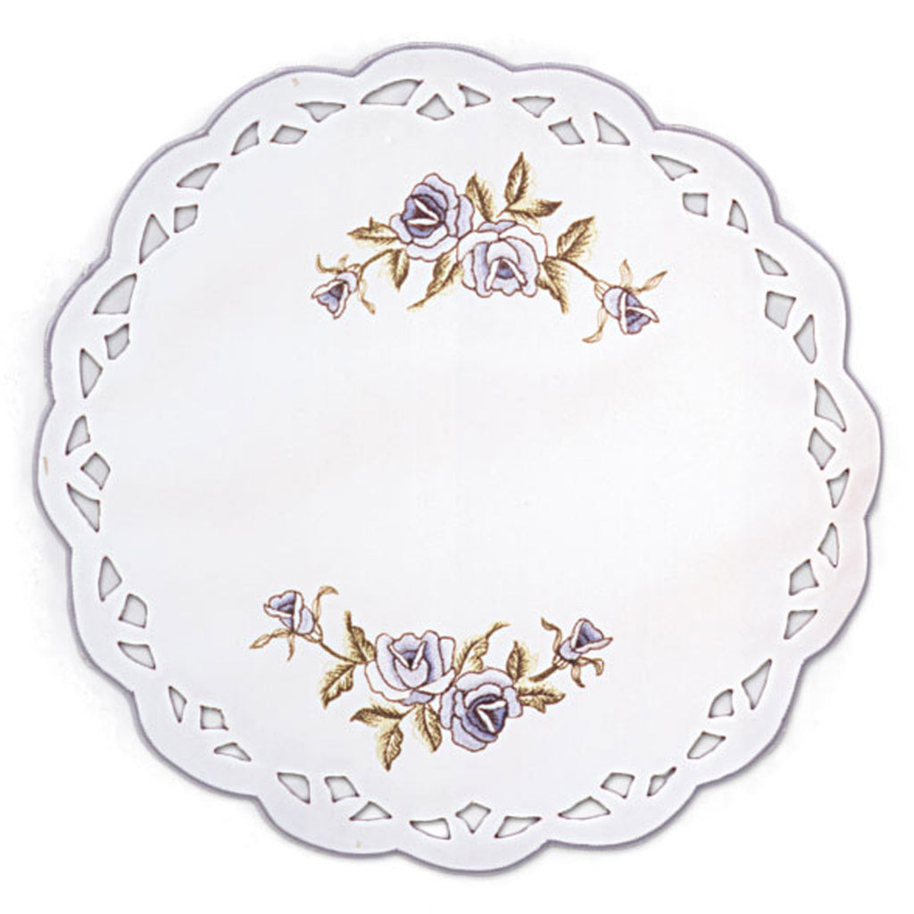 L110: ROSE/DOILY/BLUE  10IN.ROUND