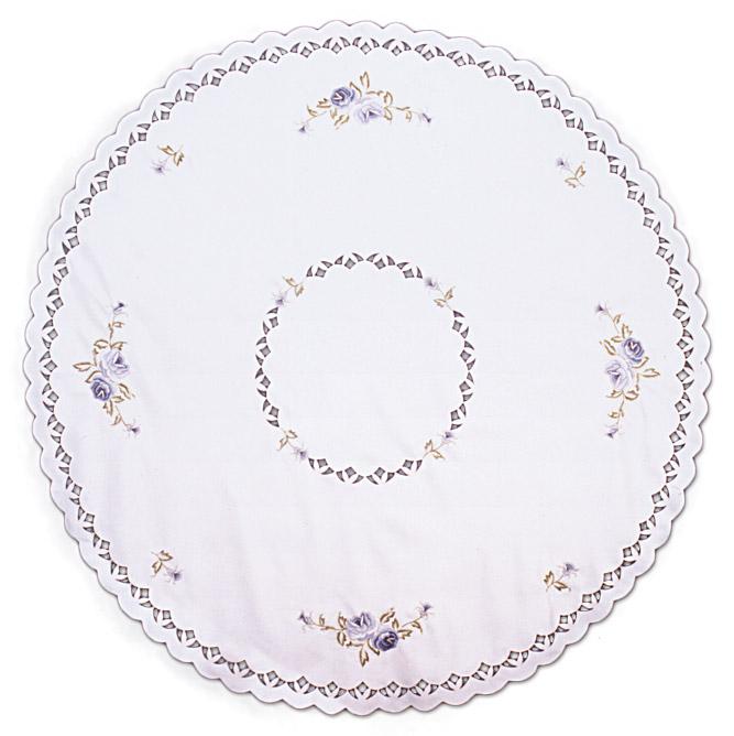 Round Lace Table Linen Blue Rose