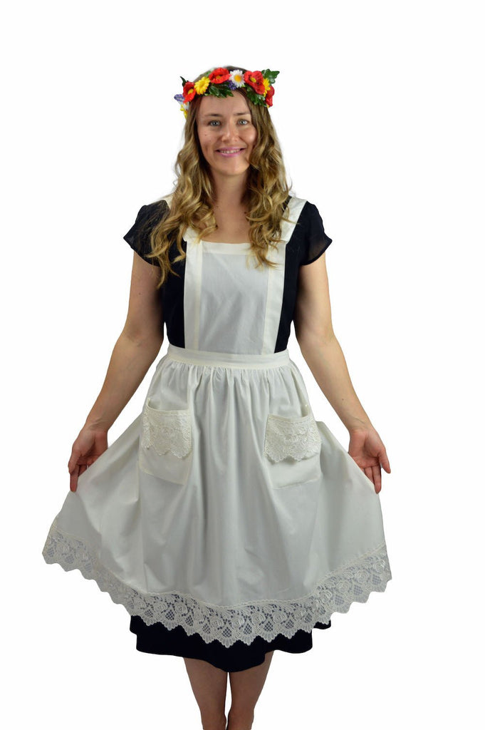 Deluxe Adult Victorian Lace Costume Full Apron Beige - $20 - $30, Apparel- Aprons - Full, Apparel-Costumes, Apparel-Kitchenware, CT-700, Ecru, General Gift, lace, Top-GNRL-A, victorian, White