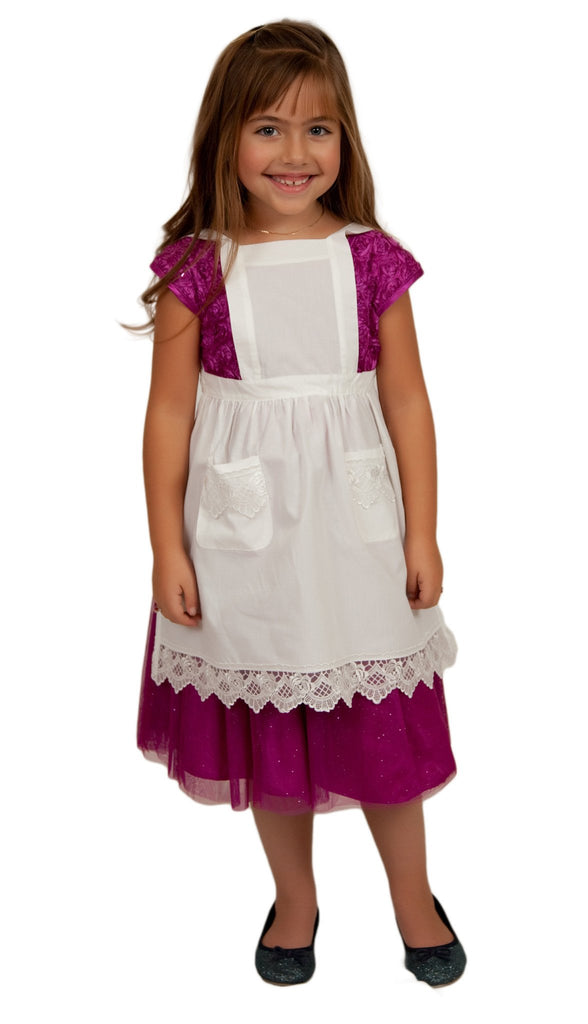 Deluxe Girls Victorian Lace Costume Full Apron Beige Ages 2-8 - $10 - $20, Apparel-Costumes, CT-700, Deluxe, Ecru, General Gift, Kids, lace, Top-GNRL-A, White
