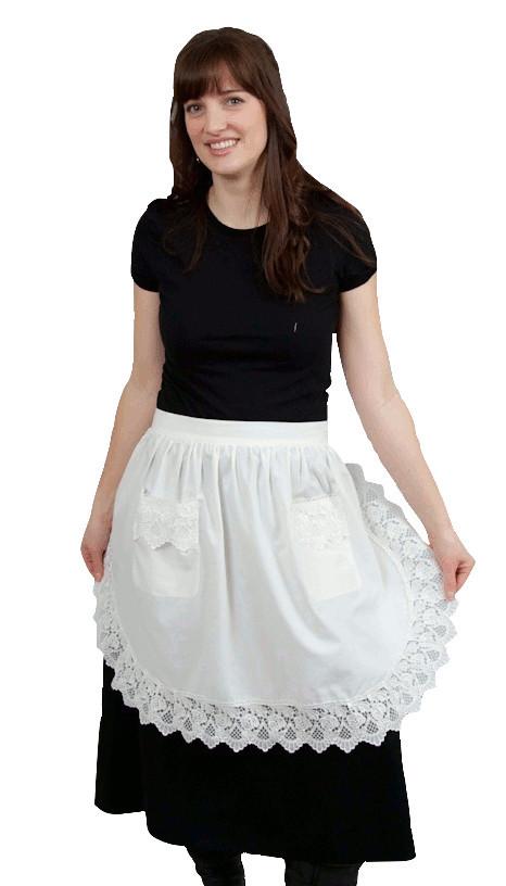 Deluxe Adult Victorian Lace Costume Half Apron White - $20 - $30, Apparel- Aprons - Half, Apparel-Costumes, Apparel-Kitchenware, CT-700, Ecru, General Gift, lace, Top-GNRL-A - 2