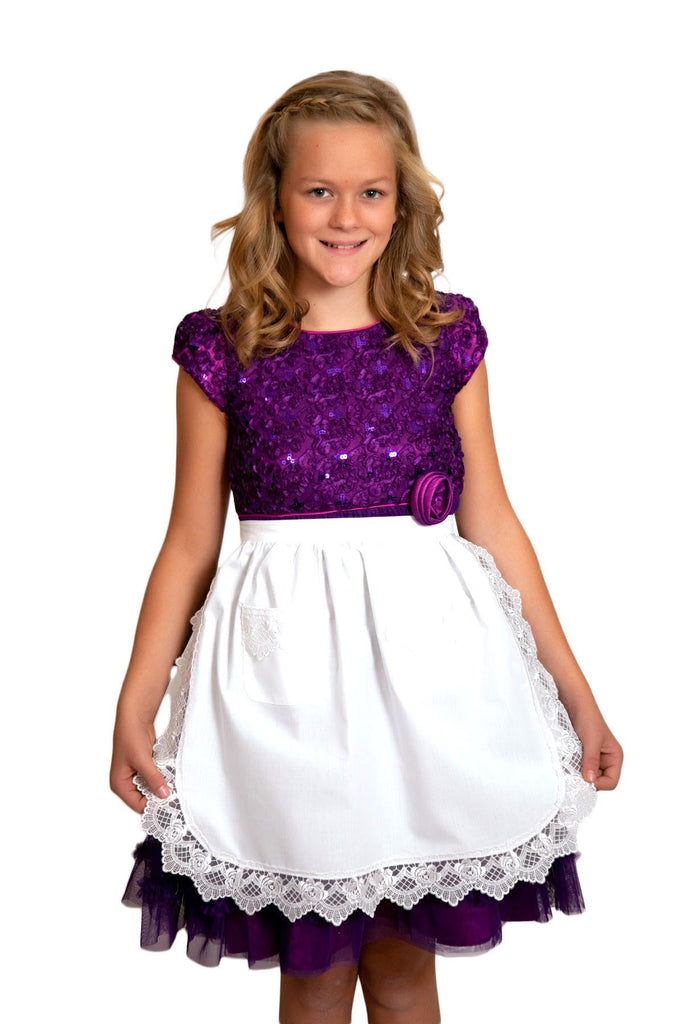 Deluxe Girls Victorian Lace Costume Half Apron White Ages 4-16 - $10 - $20, Apparel-Costumes, CT-700, Ecru, General Gift, lace, Top-GNRL-A, victorian, White