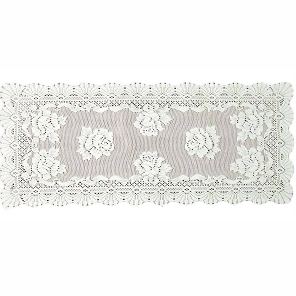 ALPINE ROSE ECRU TABLE RUNNER AND TABLECLOTH
