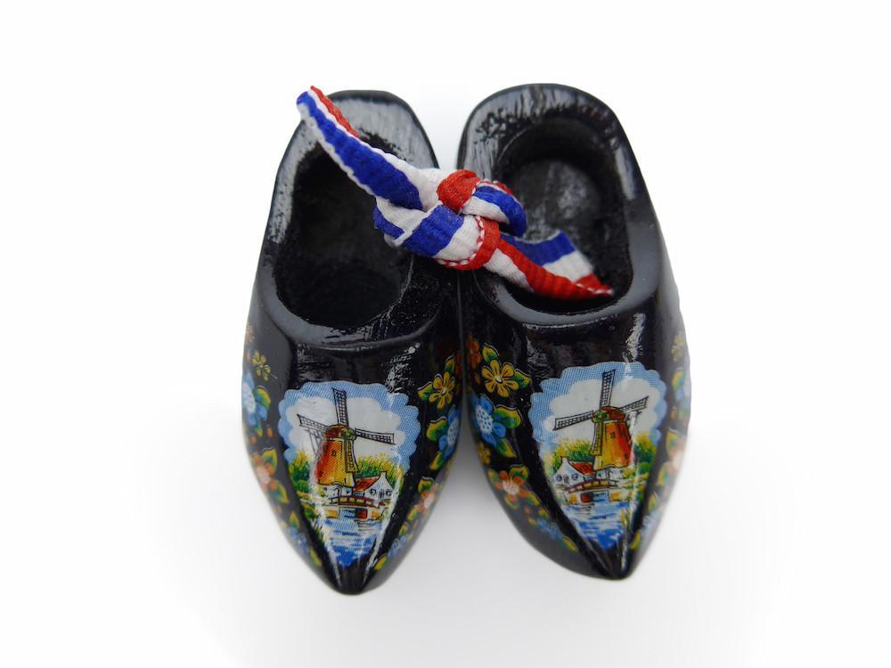 Wooden Shoes Magnetic Black - 1.5 inches, 2.5 inches, Black, Collectibles, CT-600, Decorations, Dutch, Home & Garden, Kitchen Magnets, Magnets-Dutch, Magnets-Refrigerator, Netherlands, PS-Party Favors, PS-Party Favors Dutch, Size, Top-DTCH-B, Tulips, wood, Wooden Shoes