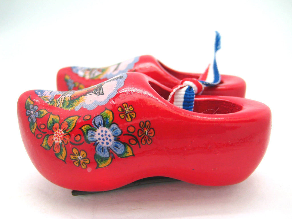 Red Wooden Shoes Magnetic - 1.5 inches, 2.5 inches, Collectibles, CT-600, Decorations, Dutch, Home & Garden, Kitchen Magnets, Magnets-Refrigerator, Netherlands, PS-Party Favors, PS-Party Favors Dutch, Red, Size, Top-DTCH-A, Tulips, wood - 2
