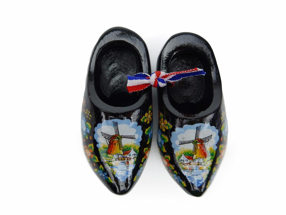 Wooden Shoes Magnetic Black - 1.5 inches, 2.5 inches, Black, Collectibles, CT-600, Decorations, Dutch, Home & Garden, Kitchen Magnets, Magnets-Dutch, Magnets-Refrigerator, Netherlands, PS-Party Favors, PS-Party Favors Dutch, Size, Top-DTCH-B, Tulips, wood, Wooden Shoes - 2
