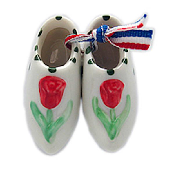 Embossed Red Tulip Dutch Shoes Gift Magnet - Ceramics, Collectibles, Delft Blue, Dutch, Home & Garden, Kitchen Magnets, Magnets-Delft, Magnets-Dutch, Magnets-Refrigerator, Netherlands, PS-Party Favors, PS-Party Favors Dutch, shoes, Top-DTCH-B, Tulips, Wooden Shoe-Ceramic