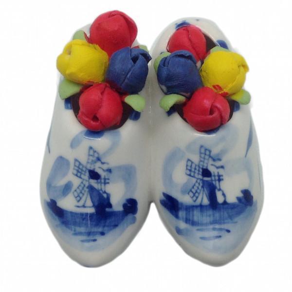 Delft Wooden Shoes with Tulips Magnet Gifts - 1.75 inches, 2.5 inches, Ceramics, Collectibles, Decorations, Delft Blue, Dutch, Home & Garden, Kitchen Magnets, Magnets-Delft, Magnets-Dutch, Magnets-Refrigerator, Netherlands, PS-Party Favors, PS-Party Favors Dutch, shoes, Size, Top-DTCH-B, Tulips, Windmills, Wooden Shoe-Ceramic