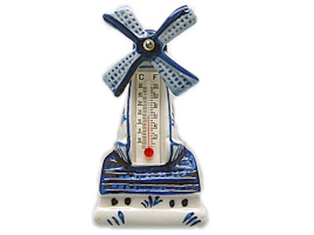 Ceramic Windmill Thermometer Magnet - Collectibles, Delft Blue, Dutch, Home & Garden, Kitchen Magnets, Magnets-Delft, Magnets-Dutch, Magnets-Refrigerator, PS-Party Favors, Thermometer, Top-DTCH-B, Windmills