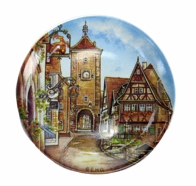 Ceramic Refrigerator Magnet Rothenburg Plate - Collectibles, CT-520, Euro Village, European, German, Germany, Home & Garden, Kitchen Magnets, Magnets-German, Magnets-Refrigerator, PS-Party Favors, Top-GRMN-B