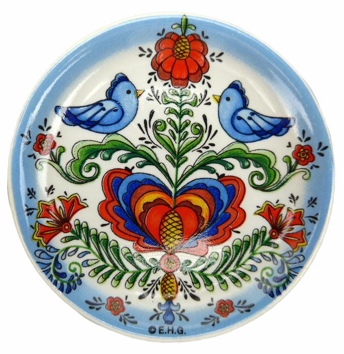 Lovebirds Souvenir Refrigerator Magnet Plate - Below $10, Collectibles, Home & Garden, Kitchen Magnets, Magnets-Refrigerator, PS-Party Favors, Rosemaling, Scandinavian, swedish, Top-SWED-A