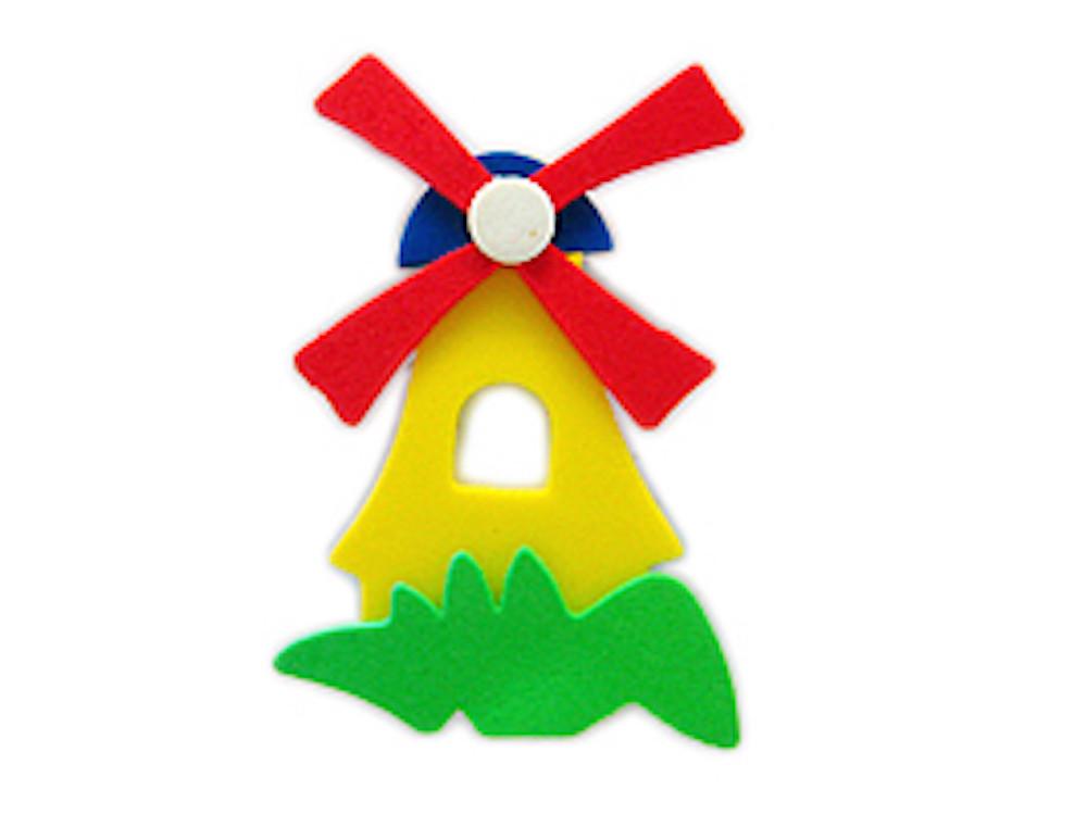 Dutch Poly Windmill Kitchen Magnet Yellow - Blue, Collectibles, Decorations, Dutch, Home & Garden, Kitchen Magnets, Magnets-Dutch, Magnets-Refrigerator, PS-Party Favors, PS-Party Favors Dutch, Red, White, Windmills, Yellow
