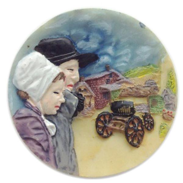 Lancaster Amish Souvenir Plate Magnets - Collectibles, General Gift, Home & Garden, Kitchen Magnets, Magnets-Refrigerator, Poly Resin, PS-Party Favors