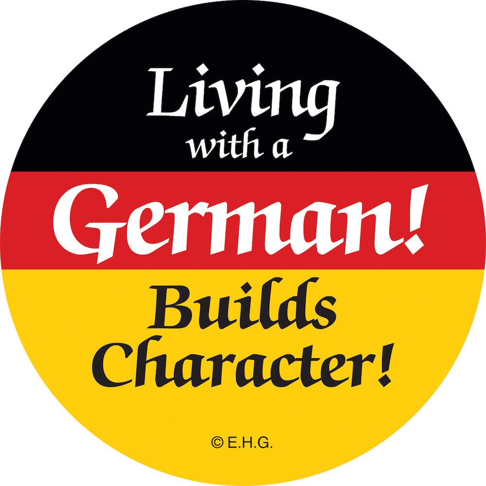 Magnet Button Living with German - Collectibles, CT-106, CT-520, Festival Buttons, German, Germany, Home & Garden, Kitchen Magnets, Magnetic Buttons, Magnets-German, Magnets-Refrigerator, PS- Oktoberfest Party Favors, PS-Party Favors, SY: Living with a German