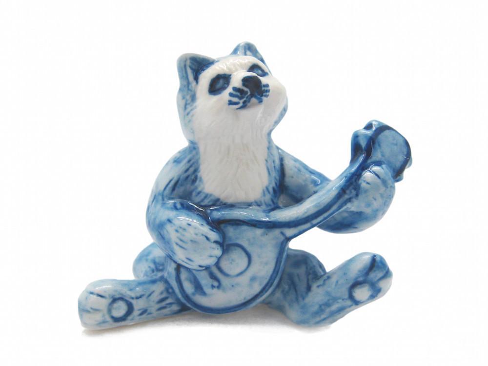Miniature Musical  Cat With Banjo Delft Blue - Animal, Blue, Collectibles, Color, Decorations, Delft Blue, Dutch, Figurines, General Gift, Home & Garden, Miniatures, PS-Party Favors
