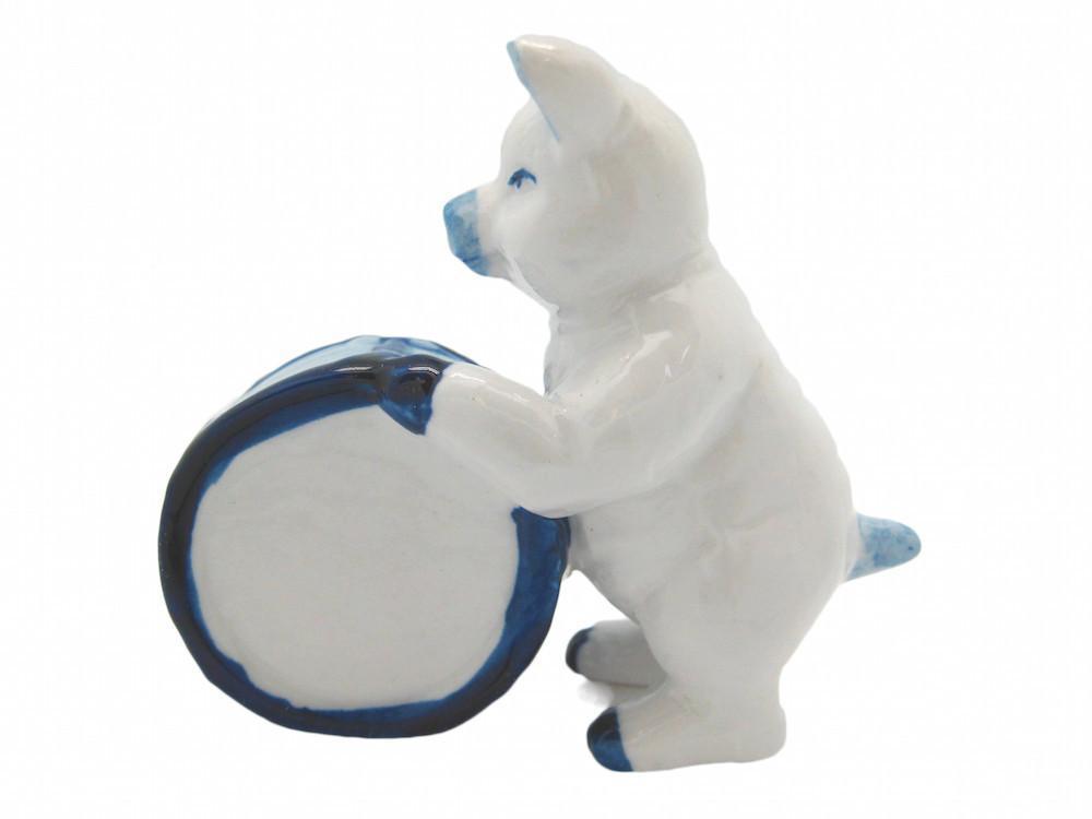 Miniature Musical  Pig With Drum Delft Blue - AN: Pigs, Animal, Blue, Collectibles, Color, Decorations, Delft Blue, Dutch, Figurines, General Gift, Home & Garden, Miniatures, PS-Party Favors