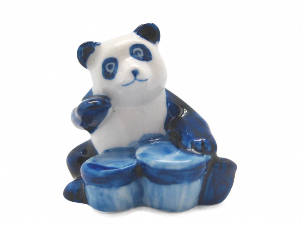 Miniature Musical  Panda With Drum Delft Blue - Animal, Blue, Collectibles, Color, Decorations, Delft Blue, Dutch, Figurines, General Gift, Home & Garden, Miniatures, PS-Party Favors