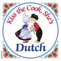 Dutch Souvenirs Magnet Tile Kiss Dutch Cook - Collectibles, CT-210, Dutch, Kissing Couple, Kitchen Decorations, Kitchen Magnets, Magnet Tiles, Magnet Tiles-Dutch, Magnets-Refrigerator, PS-Party Favors, SY: Kiss Cook-Dutch, Top-DTCH-B, Wife