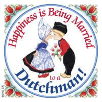 Dutch Souvenirs Magnet Tile Happiness Married to Dutchman - Collectibles, CT-210, Dutch, Home & Garden, Kissing Couple, Kitchen Decorations, Kitchen Magnets, Magnet Tiles, Magnet Tiles-Dutch, Magnets-Dutch, Magnets-Refrigerator, PS-Party Favors, SY: Happiness Married to Dutch, Top-DTCH-B