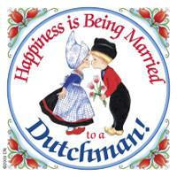 Dutch Souvenirs Magnet Tile Happiness Married to Dutchman - Collectibles, CT-210, Dutch, Home & Garden, Kissing Couple, Kitchen Decorations, Kitchen Magnets, Magnet Tiles, Magnet Tiles-Dutch, Magnets-Dutch, Magnets-Refrigerator, PS-Party Favors, SY: Happiness Married to Dutch, Top-DTCH-B