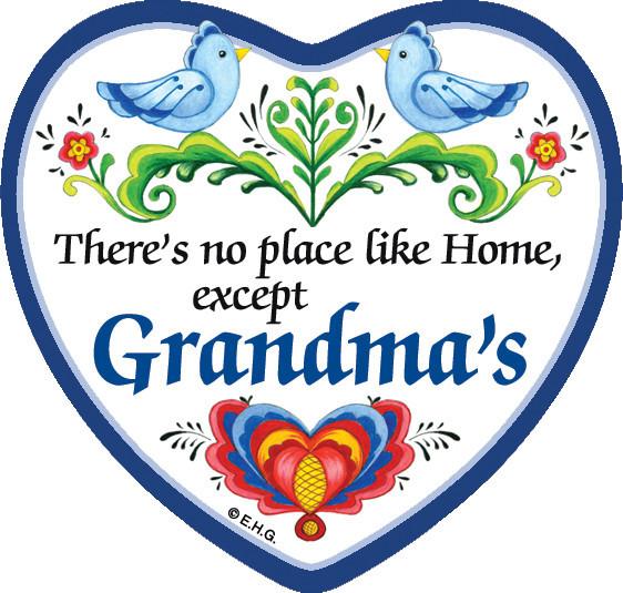  inchesNo Place Like Home Except Grandma's inches Magnetic Heart Tile - CT-100, CT-101, Grandma, Magnet Tiles-Heart, Magnets-Refrigerator, New Products, NP Upload, Rosemaling, SY:, SY: No Place Like Grandmas, Under $10, Yr-2016
