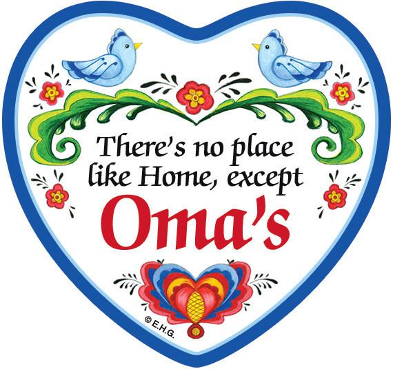  inchesNo Place Like Home Except Oma's inches Magnetic Heart Tile - CT-100, CT-102, CT-210, CT-220, Magnet Tiles-Heart, Magnets-Refrigerator, New Products, NP Upload, Oma, Rosemaling, SY:, SY: No Place Like Omas, Under $10, Yr-2016